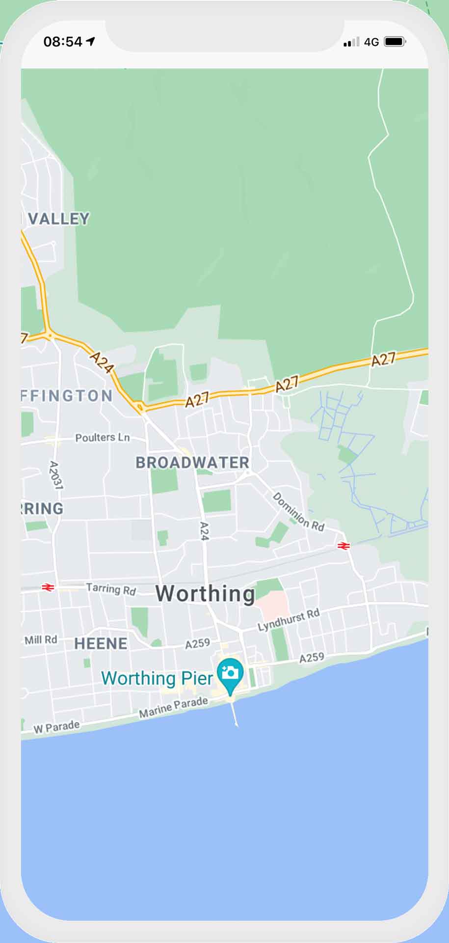 Map of Worthing and surrounding areas